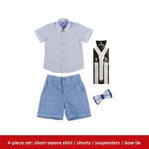 Boys Suit Set Piano Performance Host Outfit Autumn Spring British Style Floral Childrens Wardrobe Cotton Polyester Blend