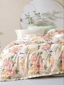 FUANNA (富安娜) | Bộ Chăn Ga Gối Phong Cách Nước Pháp In Hoa Cotton Sạch