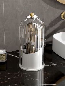 Malaysia Stock 360° Rotatable Makeup Organizer Cosmetic Storage box Stationary Organizer Skincare storage large capacity rotate style Free Cover Waterproof Dustproof Stationary Storage Box Office Use School 旋转化妆刷收纳筒梳妆台笔筒口红置物架防尘