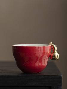 Red Gold Gourd Ceramic Tea Cup Master Cup Single Cup Home Use Gongfu Tea Set Drinking Cup Personal Tea Cup Palace Red Design