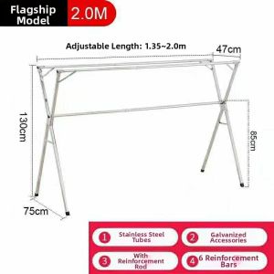 Stainless Steel Extendable Folding Double Pole Indoor Outdoor Clothes Drying Rack