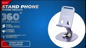 AOKI Stand Hp untuk Meja/Tidur Stand Hp yang Dapat Diputar 360 Derajat Stand Hp Lipat yang Dapat Disesuaikan Aksesori Meja Kantor Aluminium yang Disesuaikan dengan Semua Jenis Ponsel