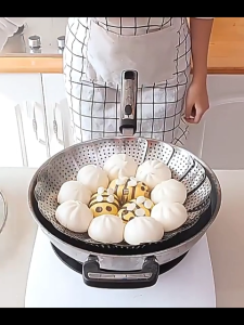 Vỉ /khay inox đựng thức ăn khi hấp Choice thép không gỉ 304 dày có chân đế và tay cầm tiện lợi-HAUSE
