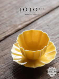 Handmade Ceramic Petal Pattern Tea Set Gongfu Tea Cup Jojos L. PD Covered Master Cup Chinese Style Dining Utensils