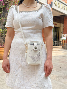 ANFUMAN2025 New Pure Color Zipper Mobile Phone Bag Womens Crossbody Shoulder Bag Creative Embossed Leather Clutch