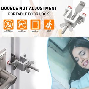 Portable Door Lock & Travel Hotel Lock: Dual Nut Adjustment & Privacy Door Lock