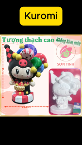 Tượng thạch cao Kuromi chú hề M74 (Không kèm màu) Bé Tô Màu Tô Tượng