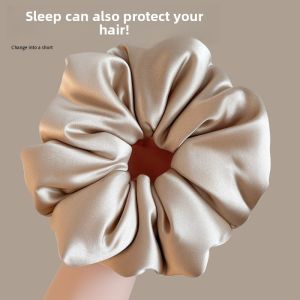 Luxurious Silk Pillow Sleep Aid for Women Over-Sized Feather Filled Hair Ties Bun Headwear Comfortable Personal Care Tool
