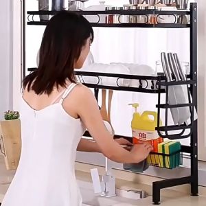 ชั้นคว่ำจาน ชั้นวางจาน 65/85ซม ชั้นวางจานชาม ชั้นวางจาน2ชั้น ที่คว่ำชามจาน ชั้นวางจานสแตนเลส ที่วางจาน ชั้นคว่ำจานชาม ชั้นวางของในครัว ที่ใส่ฟองน้ำ ชั้นวางจานสแตน Kitchen Sink Dish Rack