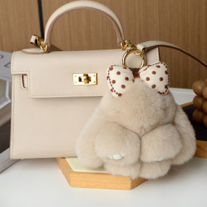New Butterfly Knot Dead Rabbit Fur Mini Cute Plush Doll Bag Car Keychain Pendant Soft Toy for Bag Accessories Rabbit Skin