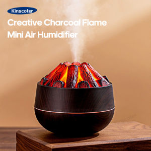 Classic Woodgrain Desktop Air Humidifier Realistic Campfire Water Mist Diffuser Sprayer Colorful Night Light Creative Fireplace