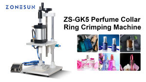 ZONESUN ZS-GK5 Pneumatic Perfume Glass Bottle Capping Machine Desktop Perfume Collar Small Bottle Crimping Pressing Machine