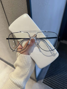 Chen Wei Ting Mens Fashion Eyeglass Frame Dual Bridge Large Frame Flat Light Blue Light Blocking Glasses Prescription Ready