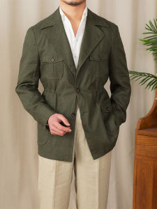 นาย. Deer Three ฤดูใบไม้ผลิ สินค้าใหม่มาใหม่ Pure ผ้าลินิน การล่าสัตว์ เสื้อแจ็คเก็ต Vintage Washed Commute ลำลอง น้ำหนักเบา อินเทรนด์ ผู้ชาย เสื้อโค้ท