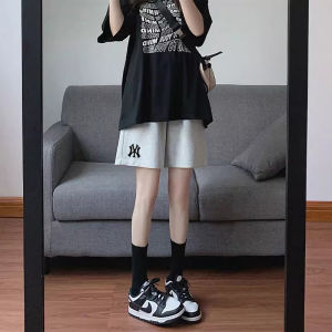 Quần Thể Thao Nữ Cạp Cao Mùa Hè Phong Cách Hàn Quốc Rộng Rãi Quần Short Ống Đứng Quần Áo Thể Thao Cotton Polyester