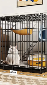 ikkle กรงแมวขนาดใหญ่พร้อมถาดด้านล่างและเปลญวนแมวคอนโดแมวกรงสัตว์เลี้ยงคอนโดบ้านแมวพับได้กรงกระต่ายคอนโดกรงแมว2/3/4ชั้น