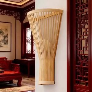 JOYINLED Bamboo Wall Light Classic Rattan Bedroom Wall Lamp E27 Rustic Decorative Wall Sconce Lighting for Living Room Lantern