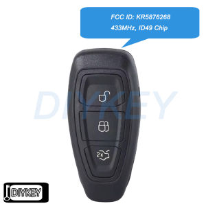 3 Buttons Smart Remote Car Key Fob 433MHz ID49 PCF7953 Chip for Ford Grand C-Max Focus Kuga Fiesta 2016+ FCC ID: KR5876268
