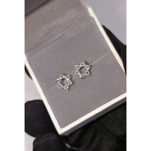 MJ Jewellery 925 Sterling Silver Earrings SS171 Plated White Gold
