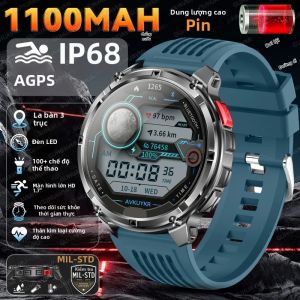 GUHUAVMI | Đồng Hồ Thông Minh GPS Quân Sự Dành Cho Nam Chống Nước 5ATM Pin 1100mAh Tích Hợp La Bàn Đèn Pin Chức Năng Gọi Điện Dùng Cho Thể Thao & Ngoài Trời