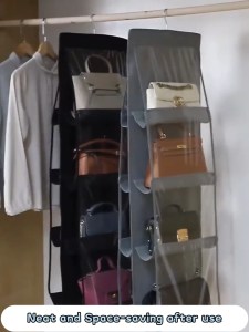 SUSU HOMES 6/8 Pockets Handbag Storage Bag Wardrobe Dustproof Hanging Hanger Organizer Bag Simpan Barang