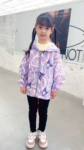 เสื้อกันหนาวเด็ก เสื้อแขนยาวเด็ก ซิปหน้า มีฮู้ด กันหนาว กันลม Size110-150 V130 ส่งจากไทย