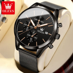 OLEVS watch for mans 2023 luxury brand primitive swiss imported waterproof multi function dial dial at luminous stainless steel mesh fashion leisure business mens sports watch