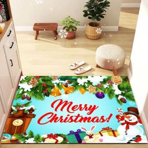 VIKAMA Merry Christmas and Happy New Year Doormat Non-Slip Entryway Rug Home Christmas Decor Doormat Home Decor