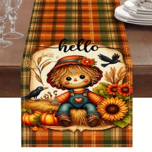 1Pc Halloween Theme Table FlagAutumn Decoration Cute Rustic Style Suitable for Party Restaurant Home Market Holiday Layout Scene.