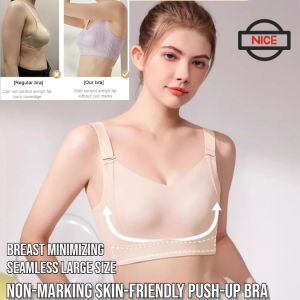 ANGE [Breast Minimizing] Non-marking skin-friendly push-up bra Seamless Wireless Women Bra Breathable Plus Size Full Cup Bra Lightweight push-up armpit fat control wireless bra plus size seamless technology brushed bra warm fatlocking anti sagging bra