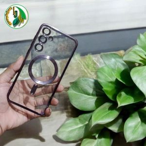 Case Samsung Galaxy A35 5G Softcase Magsafe Magnetic Chrome Casing Cover Wireless Pengisian Nirkabel Bahan Silikon Transparan