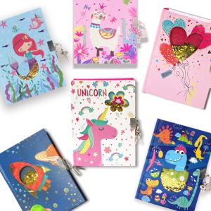 Lockable 3D Design Personal Notebook 7x5.2 Inches 160 Pages Cute Lock Journal with Key Perfect for Birthday & Back to School