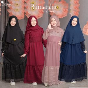 Gamis Anak Viral Terbaru 2023 Labella Rumaisha Biru Dongker Navy Set Jilbab Umur 5 - 11 Tahun