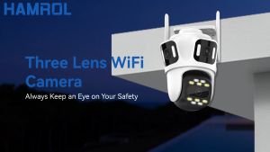 Hamrol 12MP Three Lens Three Screen PTZ WIFI Camera  Home Wireless 9MP Outdoor Waterproof Network Monitoring Camera CCTV