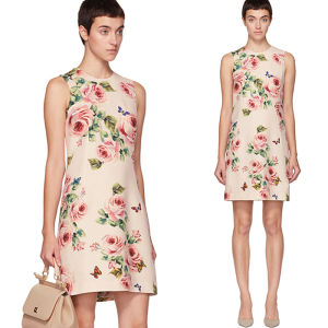 Summer 2025 New Arrival Casual Womens Dress A-Line Printed High Quality Fabric Street Style Polyester Cotton Blend Zipper Closure