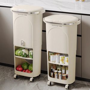 MMZECE | Stylish Wet and Dry Separation Trash Bin with Lid High Standing