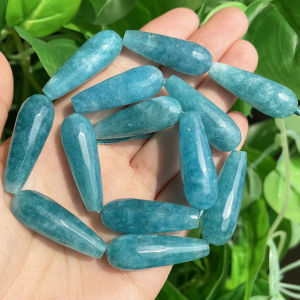 10x30mm Faceted Water Drop Shape Stone Natural Smoky Quartz Angelite Garnet Agates Loose Beads for Jewelry Making DIY Bracelet