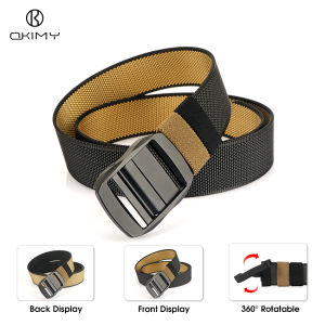 OKIMY Men Belt Outdoor Tactical Belt Adjustable Buckle Belt Rotating Buckle Nylon Waistband Double-Sided Two-Color Belt Youth Sports Canvas Pant Belt Simple Nice Waistband Nylon