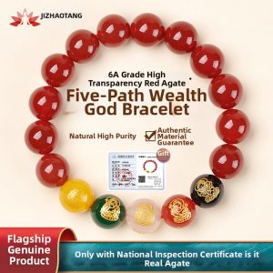 JIZHAOTANG | Five Wealth Gods Red Agate Good Luck Bracelet