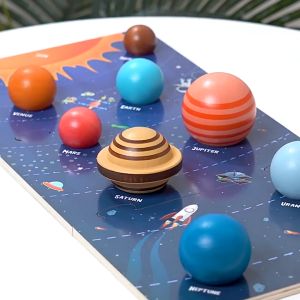 Eight Planet Puzzle Space Solar System Wooden Matching Board - Montessori Early Education Toy for Children - Mainan Kanak Budak Sains - 儿童蒙氏早教玩具八大行星益智拼图认知宇宙太阳系星球木制配对板