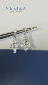 Neriza Jewelry/ ต่างหูระย้าเพชรสังเคราะห์ประกายเทียบเท่าเพชรแท้ NE018