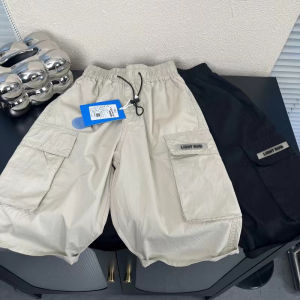 Boys Pure Cotton Work Trousers Seven-Foot Pants Summer Clothes Loose Fit Soft Casual Pants Trendy Mid-Length for Kids