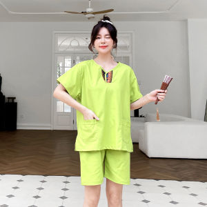 Thai Cotton and Linen Moisture-Wicking Clothing Female Male Couple Plus Size Spa Massage Clothes Bathing Suit Sauna Clothes Bath Foot Road Suit