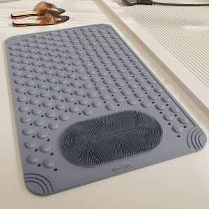 Non-Slip Bath Shower Mat for Tub Bathtub Mat with Suction Cups Soft Bristles for Scrubbing Feet Bathroom Mat with Drain Holes (36x70cm)