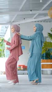 Tulus Signature Rasma Set LD 120 Oneset Wanita Setelan Celana & Tunik Bahan Lady Crush Polos Lengan Panjang Busui Friendly