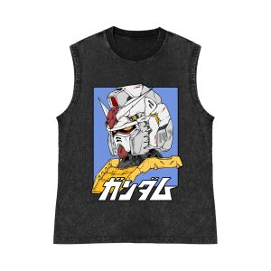 Bandai | Oversized Anime Gundam Tank Top Man Sleeveless T Shirt Vintage Washed Summer Y2k Streetwear Vest Mens Clothing 2026 Harajuku