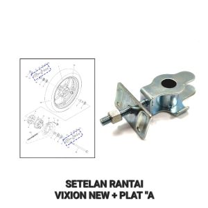 Setelan Rantai Vixion New "A" (Harga Per 1 PCS) - Stelan Rante Anting Anting Chain Adjuster + Plat Yamaha Vixion New NVA / NVL Kwalitas Grade A