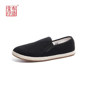 Handmade Breathable Mens Slip-On Cotton Shoes Chinese Style Flat Heel round Toe Casual Shoes for Middle-Aged And Elderly