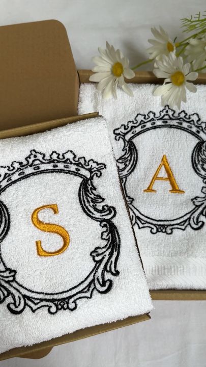 Custom Towel Gift Set Hadiah Tuala Sulam Wedding Bridesmaid Birthday  Giftbox Hadiah Perkahwinan Embroidery Towel Lazada