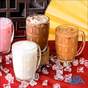 Set 12 Ly Thủy Tinh Có Quai Cao Cấp Dùng Uống Bia Trà Sữa Nước Ép Dung Tích 375ml / Clear Glass Mug with Handle QB316